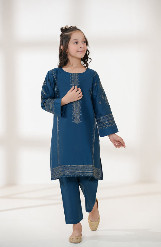 Souffle Guriya by Amna Khadija Printed Cotton Stitched 2 Piece Suit - SGF-04 - AM25SOFG - Blue - Summer Girls Collection