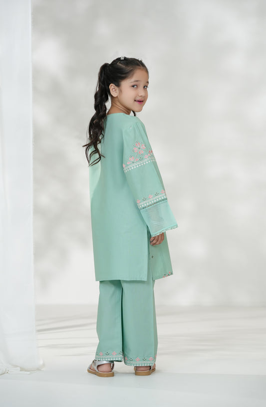 Souffle Guriya by Amna Khadija Embroidered Cotton Stitched 2 Piece Suit - SGF-10 - AM25SOFG - Blue - Summer Girls Collection