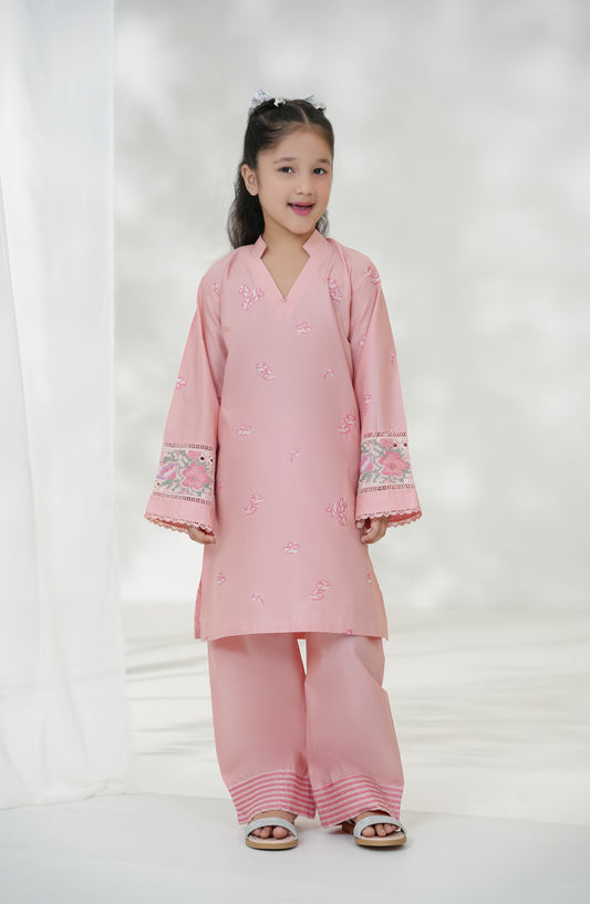 Souffle Guriya by Amna Khadija Embroidered Cotton Stitched 2 Piece Suit - SGF-14 - AM25SOFG - Pink - Summer Girls Collection
