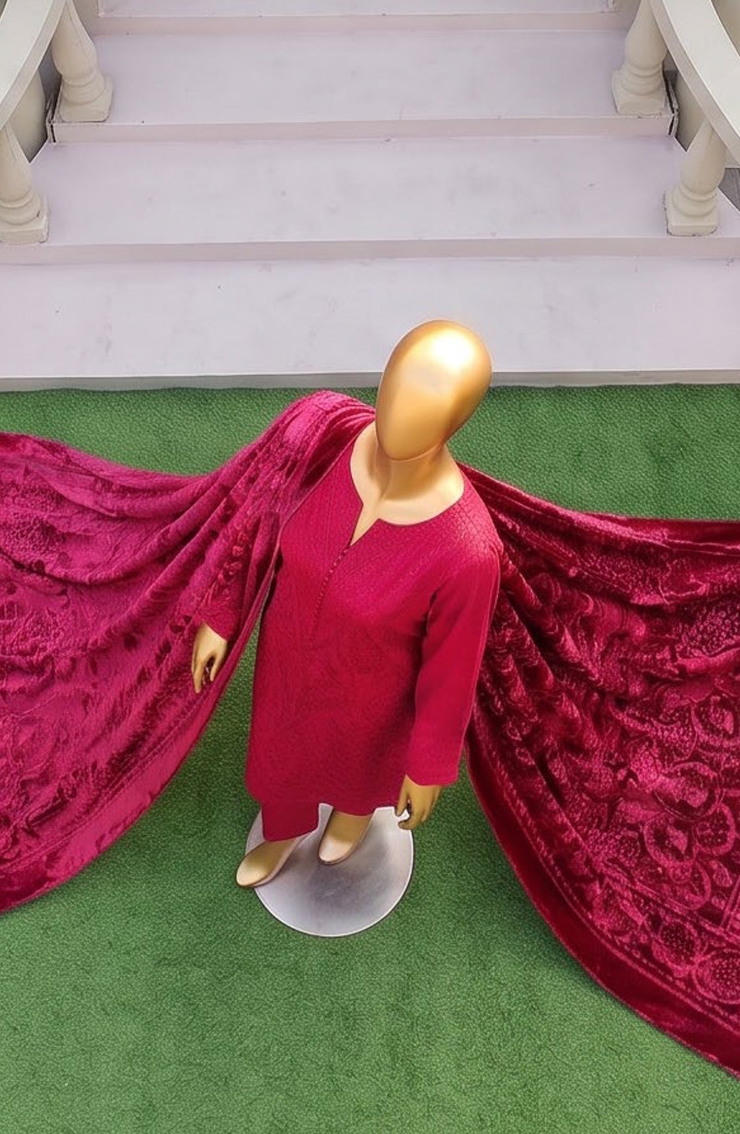 HZ Royal Embroidered Viscose Satin Unstitched 3 Piece Suit - D-06 - HZ26RL - Pink - Winter Collection