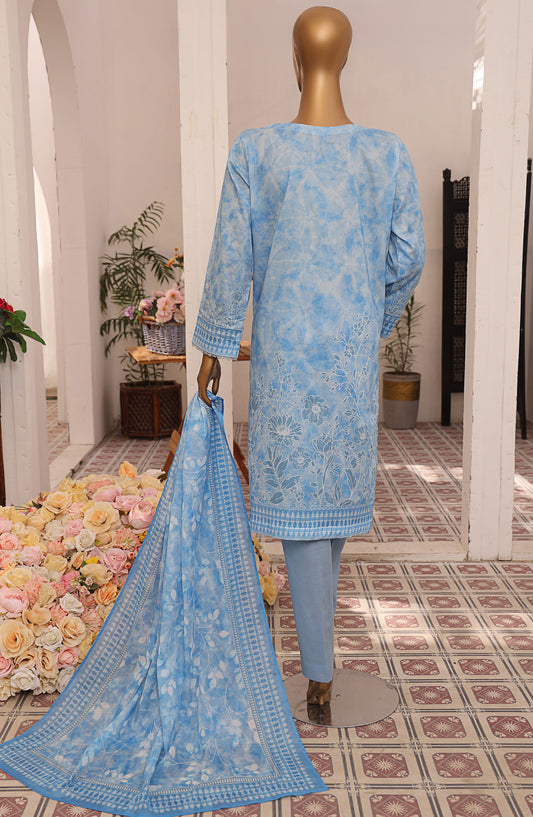 Asasa by HZ Textile Digital Printed and Embroidered Lawn Unstitched 3 Piece Suit - HZ25ASL2 - AEL-305 - Sky Blue - Lawn Collection