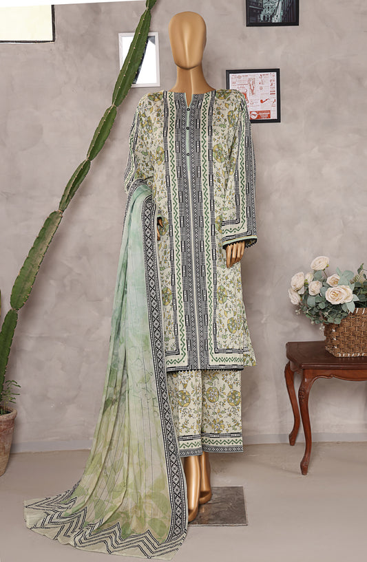 Nayab by HZ Textile Digital Printed Lawn Unstitched 3 Piece Suit - HZ25NYB2 - NPD-05 - Green - Summer Collection