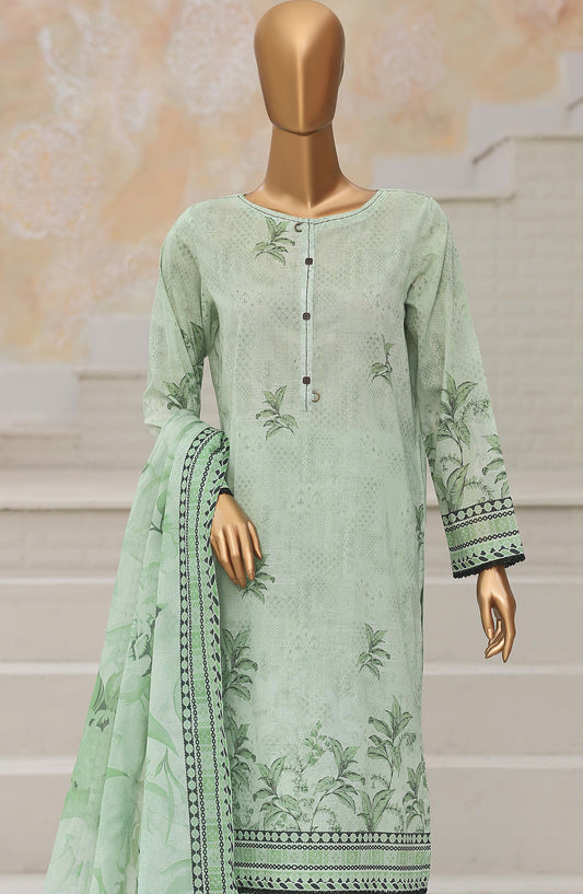 HZ Platinum Printed Lawn Unstitched 3 Piece Suit - D-08 - HZ26TNM - Green - Summer Collection