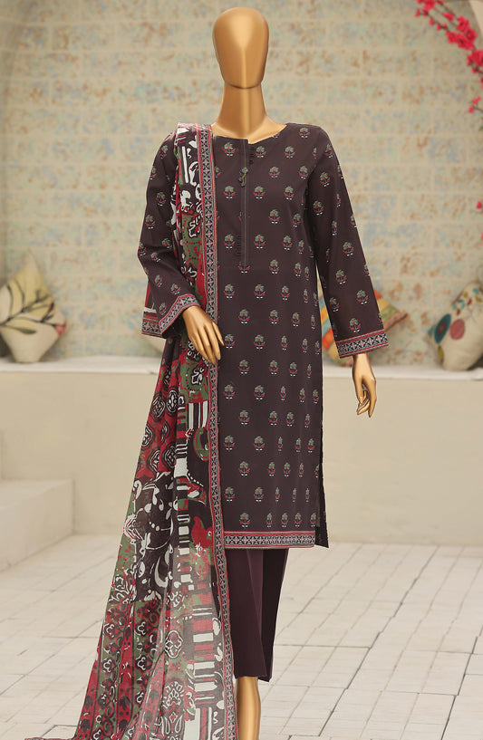 HZ Platinum Printed Lawn Unstitched 3 Piece Suit - D-03 - HZ26TNM - Black - Summer Collection