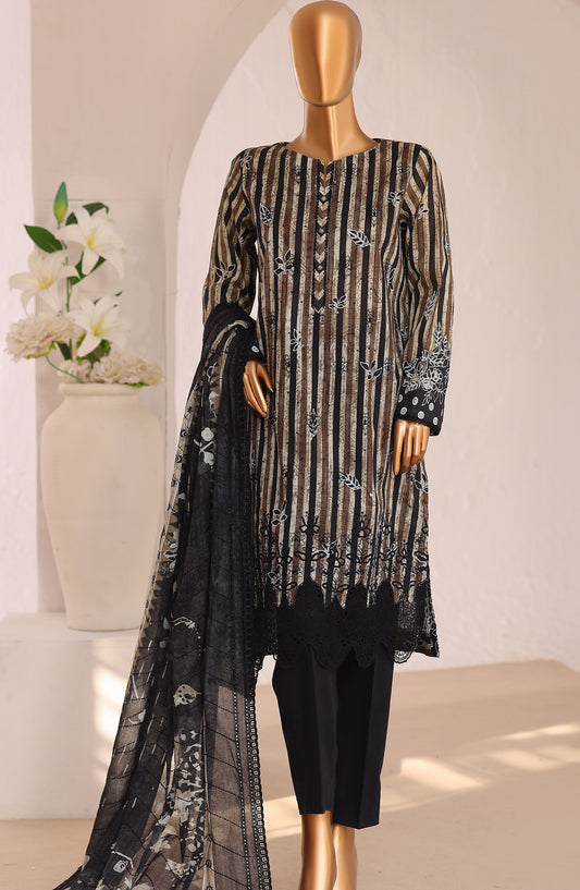 HZ Premium Embroidered Lawn Unstitched 3 Piece Suit - D-07 - HZ26PRMC - Black - Summer Collection