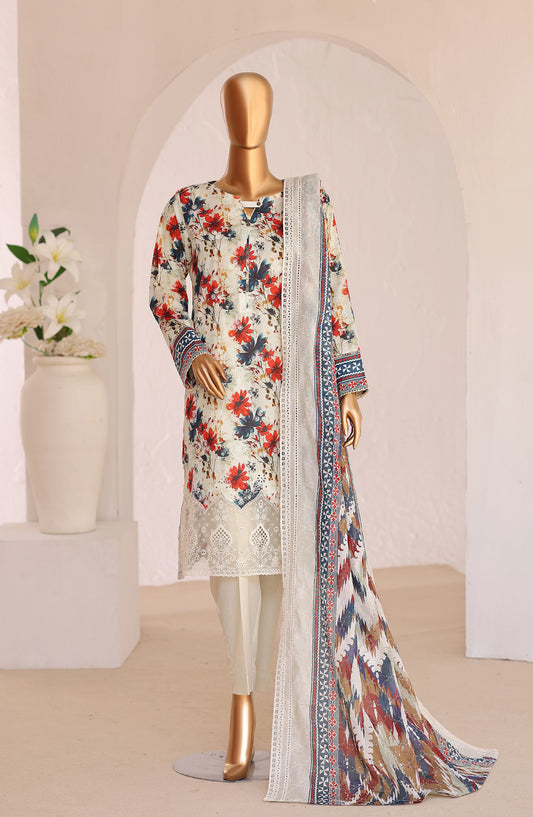 HZ Premium Embroidered Lawn Unstitched 3 Piece Suit - D-01 - HZ26PRMC - Fawn - Summer Collection
