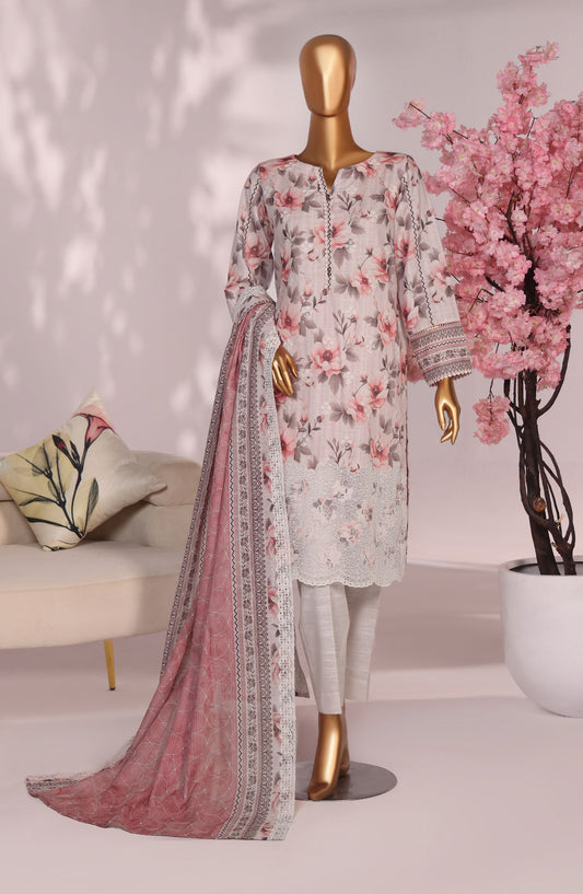 HZ Premium Embroidered Khaddar Unstitched 3 Piece Suit - PKE-103 - HZ25MIUM - Petal Lace - Winter Collection