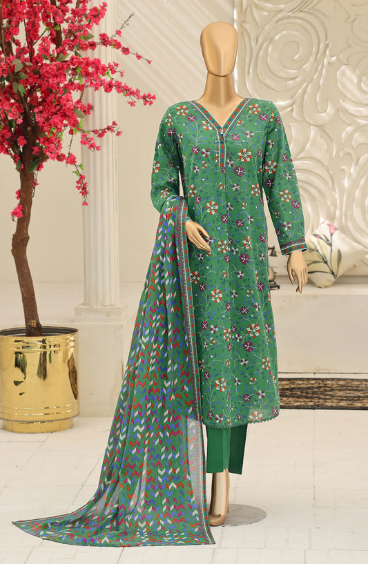 HZ Summer Shades Printed Lawn Unstitched 3 Piece Suit - Design-09 - HZ26SHDS - Green - Summer Collection