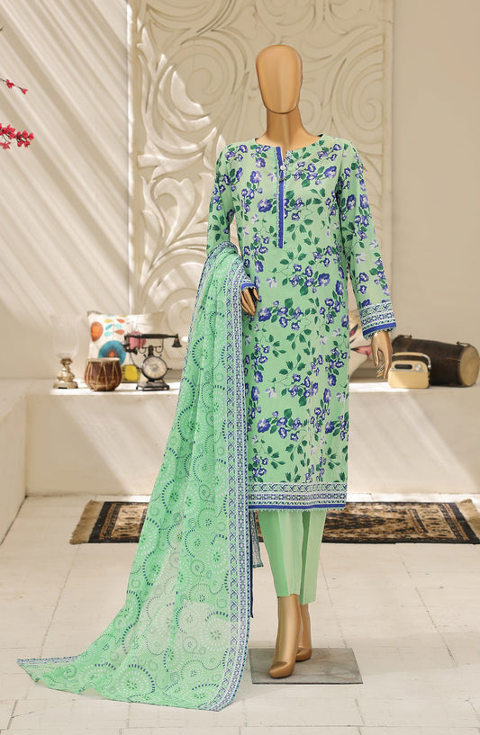 HZ Summer Shades Printed Lawn Unstitched 3 Piece Suit - Design-03 - HZ26SHDS - Green - Summer Collection