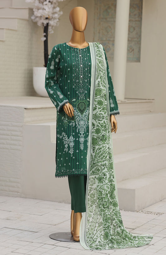 HZ Textile Asasa Embroidered Lawn Unstitched 3 Piece Suit - Design-08 - HZ26ASASA - Green - Summer Collection
