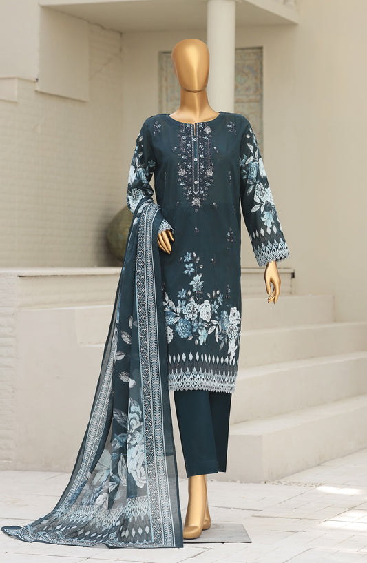 HZ Textile Asasa Embroidered Lawn Unstitched 3 Piece Suit - Design-01 - HZ26ASASA - Blue - Summer Collection