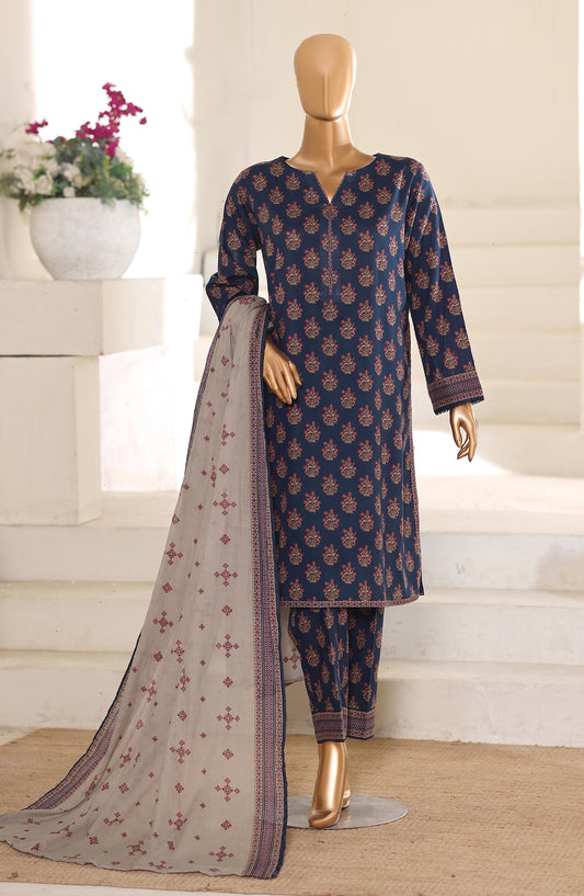 HZ Textile Printed Lawn Unstitched 3 Piece Suit - D-02 - HZ26CRS - Blue - Summer Collection