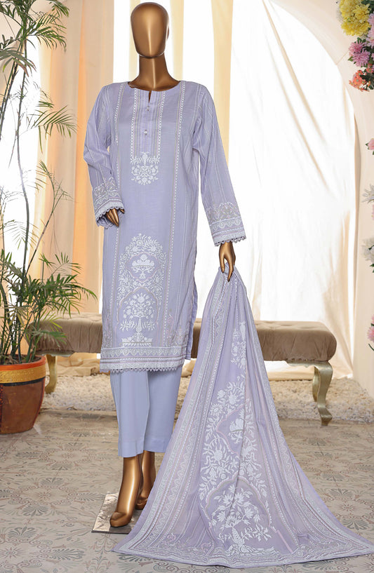 HZ Textile Exclusive Printed Slub Lawn Unstitched 3 Piece Suit - Design-02 - HZ26SLB - Sky Blue - Summer Collection