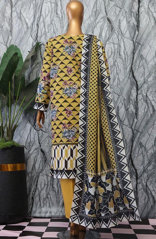 HZ Textile Magic Digital Printed Lawn Unstitched 3 Piece Suit - D-5 MPC-577 - HZ25V2MGP - Yellow - Summer Collection