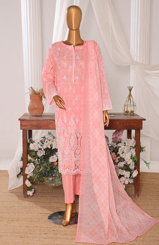 Nakshkari by HZ Textile Embroidered Lawn Unstitched 3 Piece Suit - D-03 NKE-562 - HZ25NKSH - Pink - Summer Collection