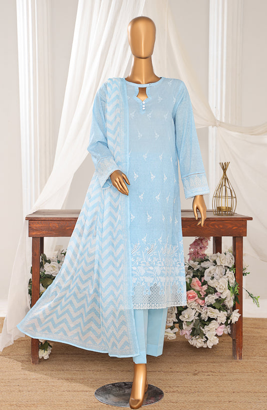 Nakshkari by HZ Textile Embroidered Lawn Unstitched 3 Piece Suit - D-01 NKE-563 - HZ25NKSH - Blue - Summer Collection