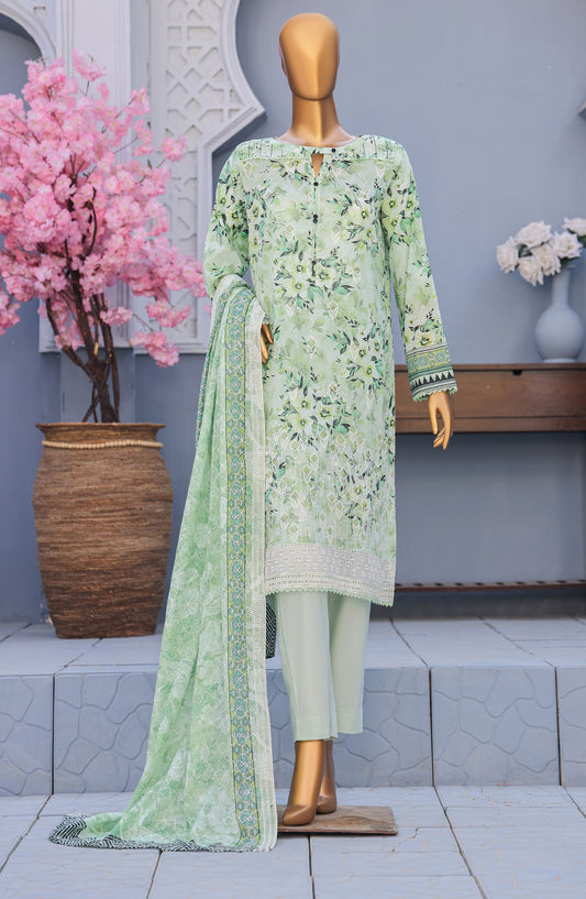 HZ Textile Premium Embroidered Lawn Unstitched 3 Piece Suit - Design-06 - HZ26PMN - Green - Summer Collection