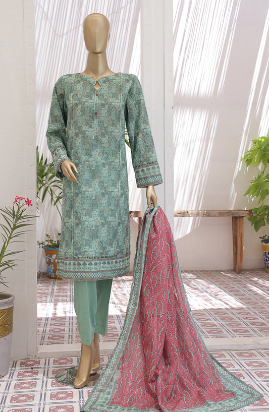 HZ Textile Digital Printed Premium Jacquard Lawn Unstitched 3 Piece Suit - Design-08 - HZ26PJR - Green - Summer Collection