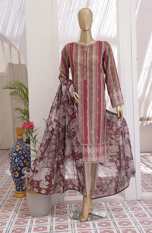 HZ Textile Digital Printed Premium Jacquard Lawn Unstitched 3 Piece Suit - Design-04 - HZ26PJR - Pink - Summer Collection