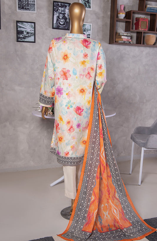 HZ Textile Platinum Digital Printed Lawn Unstitched 3 Piece Suit - PPC-407 - HZ25PLTDP - Multi - Summer Collection