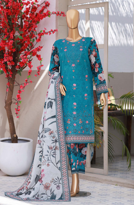 HZ Textiles Elegant Embroidered Lawn Unstitched 3 Piece Suit - Design-04 - HZ26ELGN - Green - Summer Collection