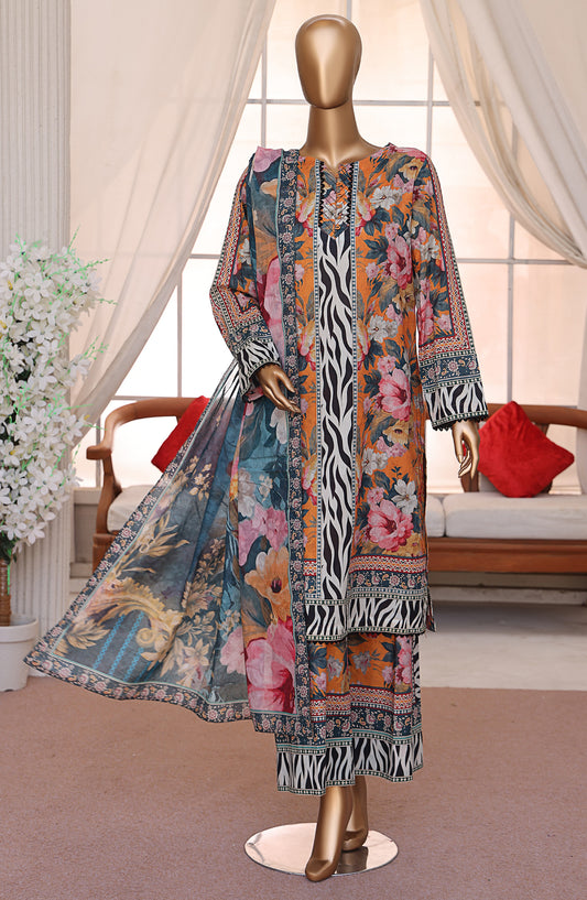 HZ Textiles Luxe Prints Digital Printed Lawn Unstitched 3 Piece Suit - D-05 - HZ26LUXE - Multi - Summer Collection
