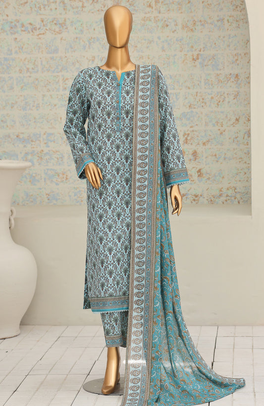 HZ Textile Printed Lawn Unstitched 3 Piece Suit - D-08 - HZ26NTD - Ferozi - Summer Collection