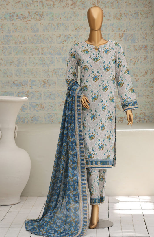 HZ Textile Printed Lawn Unstitched 3 Piece Suit - D-05 - HZ26NTD - Blue - Summer Collection