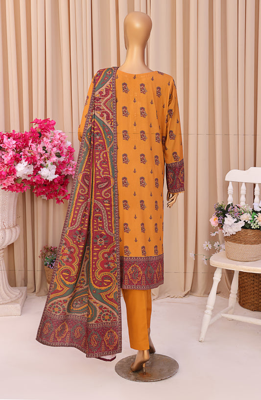 HZ Textile Digital Printed Linen Slub Unstitched 3 Piece Suit - LSD-309 - HZ25LNSL - Mustard - Winter Collection