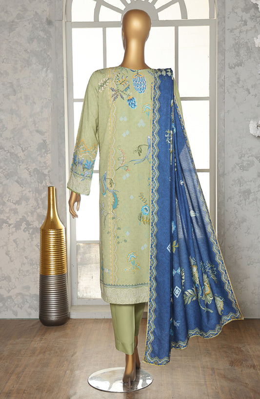 HZ Textile Digital Printed Linen Slub Unstitched 3 Piece Suit - LSD-306 - HZ25LNSL - Green - Winter Collection