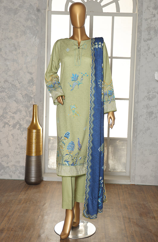HZ Textile Digital Printed Linen Slub Unstitched 3 Piece Suit - LSD-306 - HZ25LNSL - Green - Winter Collection