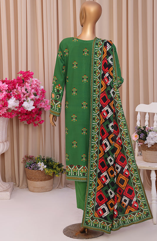 HZ Textile Digital Printed Linen Slub Unstitched 3 Piece Suit - LSD-301 - HZ25LNSL - Green - Winter Collection