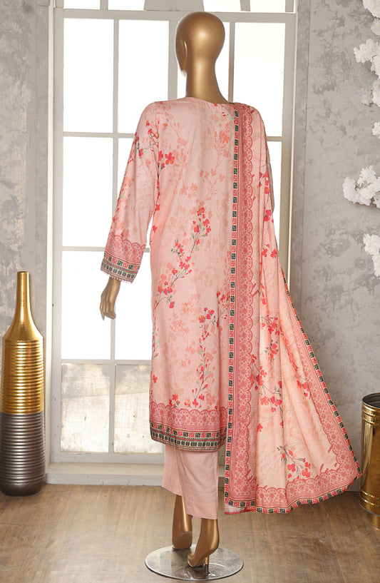 HZ Textile Digital Printed Linen Slub Unstitched 3 Piece Suit - LSD-305 - HZ25LNSL - Pink - Winter Collection