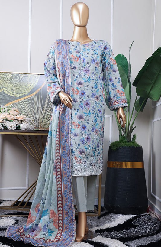 HZ Textile Chikankari Lawn Unstitched 3 Piece Suit - PCP-537 - HZ25PCPUL - Grey - Summer Collection