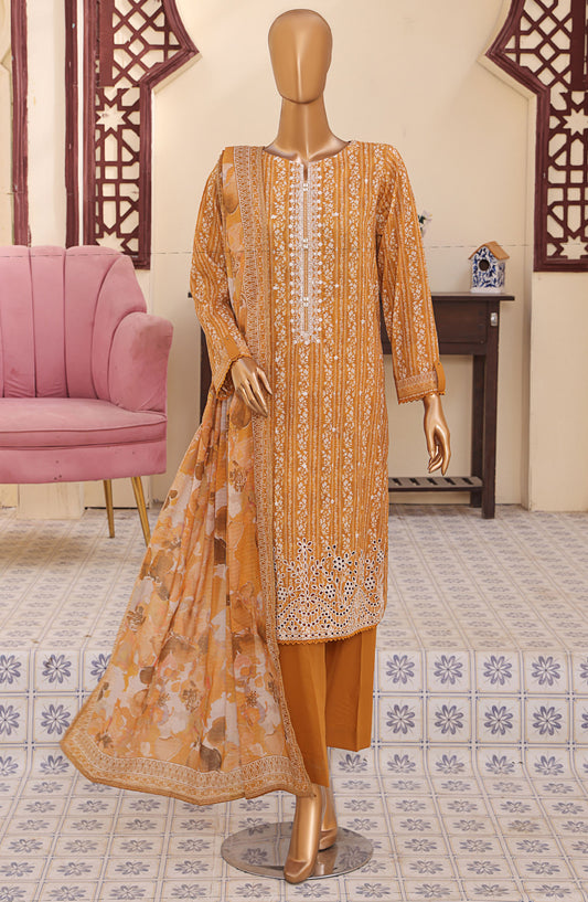 Mehak by HZ Textile Embroidered Lawn Unstitched 3 Piece Suit - MEC-505 - HZ25MehakV2 - Mustard - Summer Collection