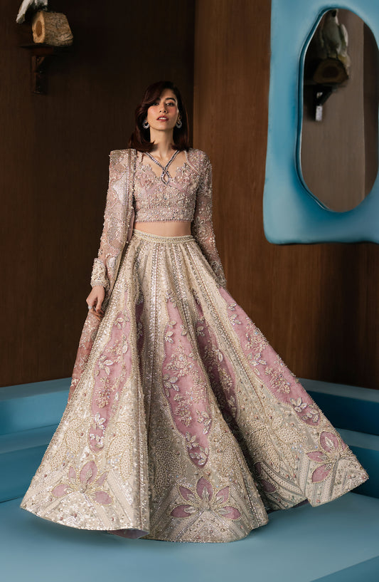 Hayat by Afrozeh Embroidered Raw Silk Unstitched 3 Piece Suit - AFH-25-03 ZAVIYAH - AF25HYT - Pink - Wedding Formals Collection