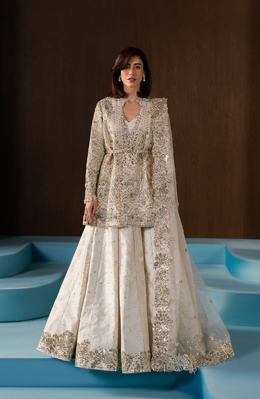 Hayat by Afrozeh Embroidered Raw Silk Unstitched 3 Piece Suit - AFH-25-05 ROHAVE - AF25HYT - Off White - Wedding Formals Collection