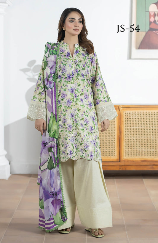 Hayat by Johra Embroidered Lawn Unstitched 3 Piece Suit - JS-54 - JH26HYT - Green - Summer Collection