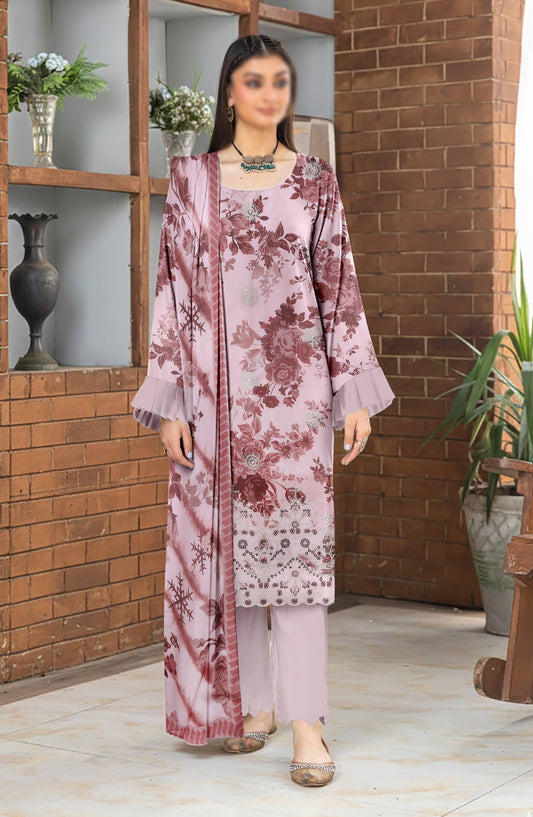 Hazel by Al Karim Embroidered Lawn Unstitched 3 Piece Suit - D-08 - AK26HZL - Pink - Summer Collection