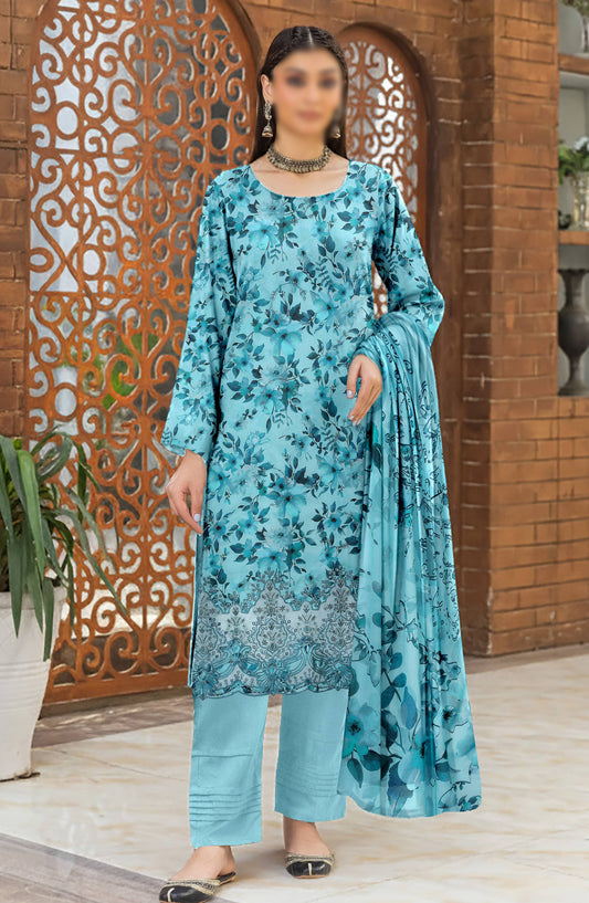 Hazel by Al Karim Embroidered Lawn Unstitched 3 Piece Suit - D-02 - AK26HZL - Sea Green - Summer Collection