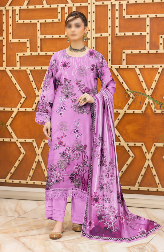 Heer by Al Karim Embroidered Lawn Unstitched 3 Piece Suit - D-02 - AK26HER - Pink - Summer Collection