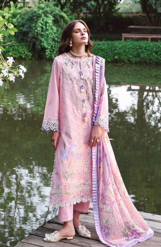 Hemline by Mushq Embroidered Lawn Unstitched 3 Piece Suit - 202-Moonpetal - MQ26SCR - Pink - Summer Festive Collection