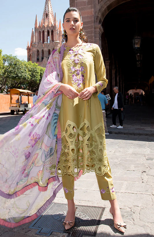 Hemline by Mushq Odyssey Embroidered Lawn Unstitched 3 Piece Suit - Aranza - MQ26ODY - Yellow - Summer Collection