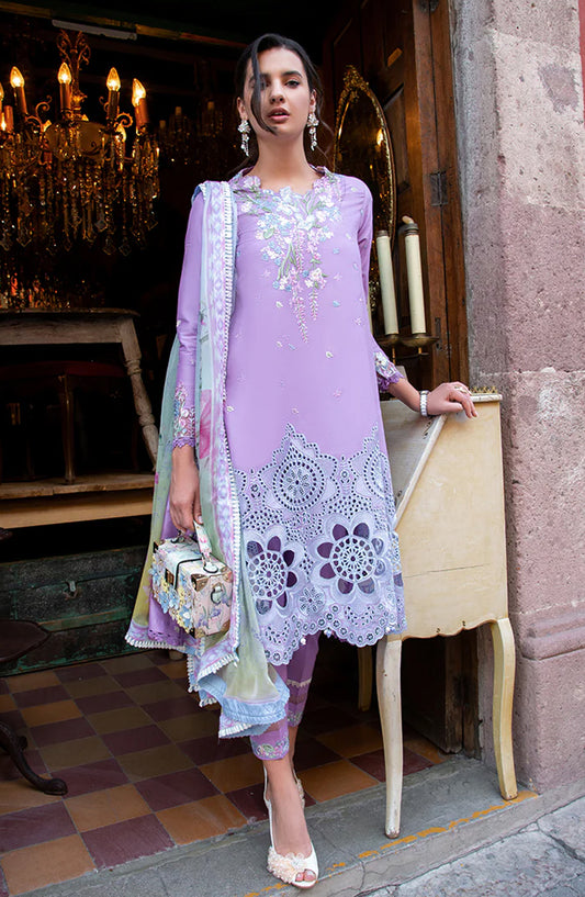 Hemline by Mushq Odyssey Embroidered Lawn Unstitched 3 Piece Suit - Ailyn - MQ26ODY - Purple - Summer Collection