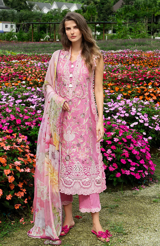 Hemline by Mushq The Secret Garden Embroidered Lawn Unstitched 3 Piece Suit - 6B - MQ26HM - Pink - Spring Summer Collection