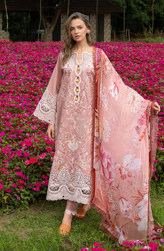 Hemline by Mushq The Secret Garden Embroidered Lawn Unstitched 3 Piece Suit - 6A - MQ26HM - Pink - Spring Summer Collection