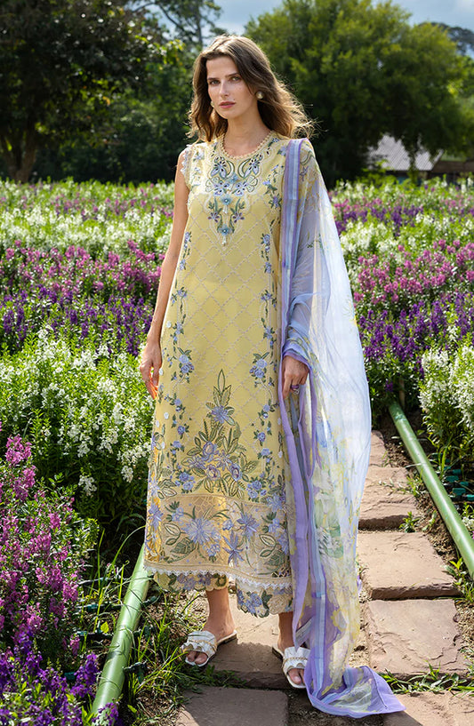 Hemline by Mushq The Secret Garden Embroidered Lawn Unstitched 3 Piece Suit - 3A - MQ26HM - Yellow - Spring Summer Collection