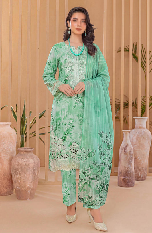 Heritage by Al Karim Embroidered Lawn Unstitched 3 Piece Suit - D-08 - AK26HRT - Green - Summer Collection