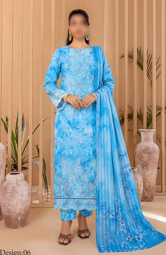 Heritage by Al Karim Embroidered Lawn Unstitched 3 Piece Suit - D-06 - AK26HRT - Blue - Summer Collection