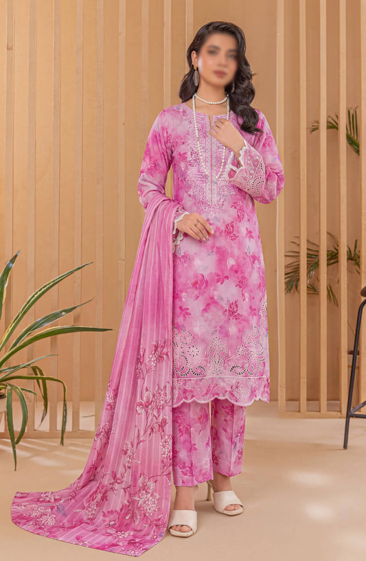Heritage by Al Karim Embroidered Lawn Unstitched 3 Piece Suit - D-02 - AK26HRT - Pink - Summer Collection